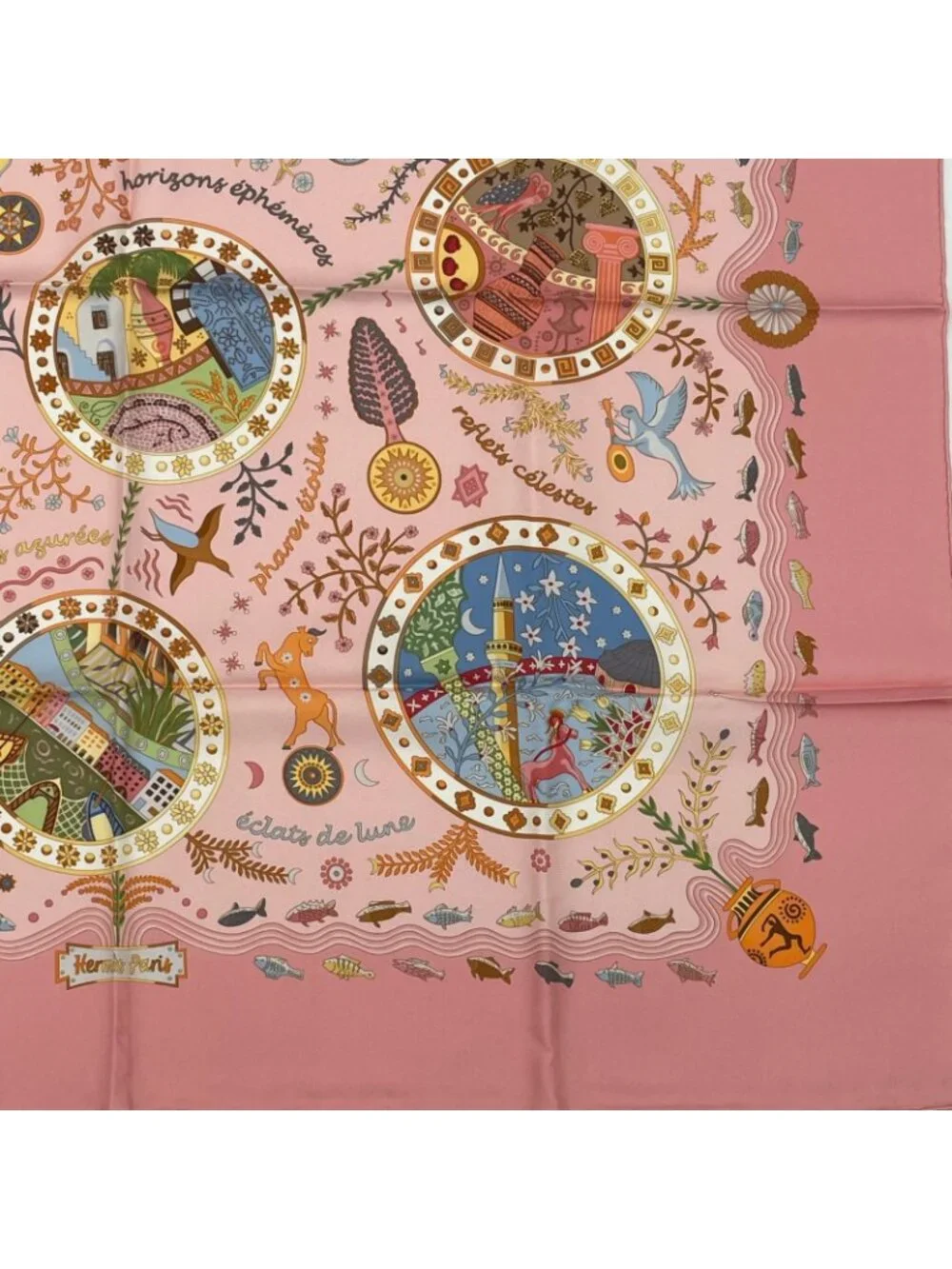 Hermes Carre 90 Escales Mediterraneennes Mediterranean Port Town Scarf Silk - Picture 3 of 7